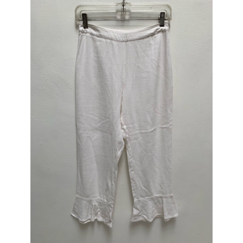 White Linen Pants Ruffle Pants